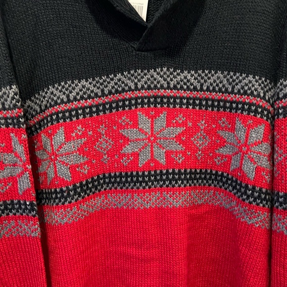 Club Room Fair Isle Sweater Black Red Roll Over Collar Size XXL NWT Ski Nordic - Picture 4 of 8